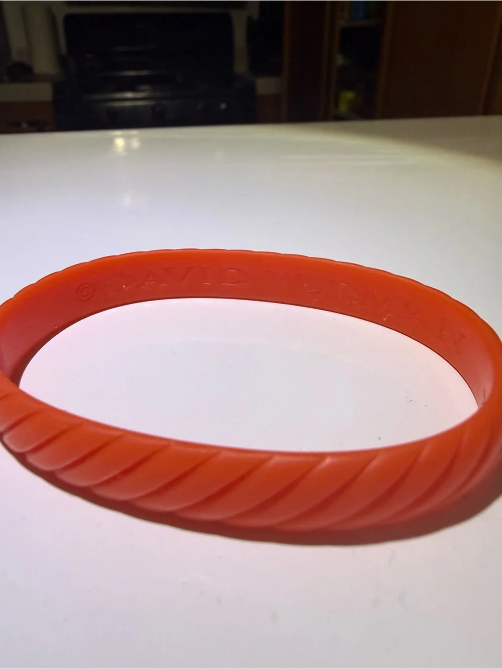 David Yurman Bright Orange Silicone Cable-Edge Bracelet